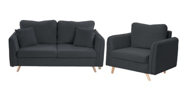 Комплект мебели Бертон графит диван+ кресло в Стерлитамаке - предосмотр