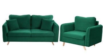 Комплект мебели Бертон изумрудный диван+ кресло в Стерлитамаке