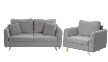 Комплект мебели Бертон серый диван+ кресло в Стерлитамаке