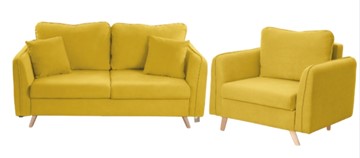 Комплект мебели Бертон желтый диван+ кресло в Стерлитамаке