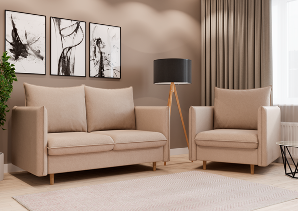 Комплект мебели диван и кресло Гримма бежевый в Стерлитамаке - изображение
