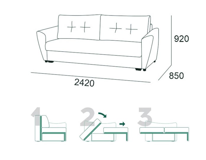 Прямой диван Мальта 1 К БД в Салавате - изображение 5