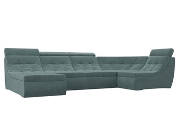 Модульный П-образный диван Холидей люкс, Бирюзовый (велюр) в Стерлитамаке