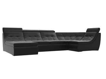 Модульный П-образный диван Холидей люкс, Черный (экокожа) в Стерлитамаке