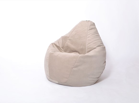 Кресло-мешок Груша среднее, велюр однотон, бежевое в Стерлитамаке - изображение