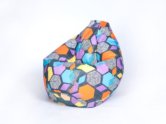 Кресло-мешок Груша среднее, велюр принт, геометрия в Стерлитамаке - изображение