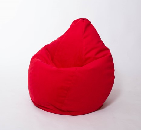 Кресло-мешок Груша большое, велюр однотон, красное в Стерлитамаке - изображение