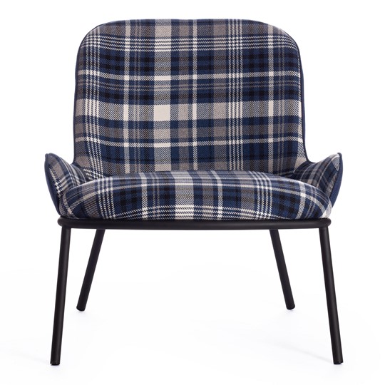Кресло DUKEN (mod. 0179322) металл/ткань, 79х59х66 см, синий/синяя шотландка/черный в Стерлитамаке - изображение 4