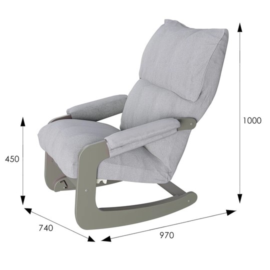 Кресло качалка Модель 81, ткань лунар аш, каркас серый ясень в Стерлитамаке - изображение 1