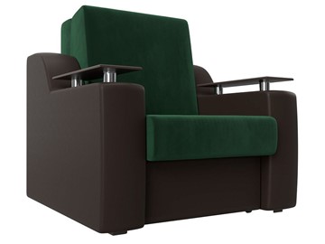 Раскладное кресло Сенатор 80, Зеленый\Коричневый (Велюр\Экокожа) в Стерлитамаке