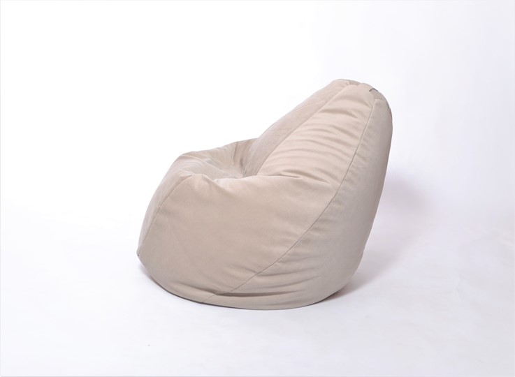 Кресло-мешок Груша среднее, велюр однотон, бежевое в Салавате - изображение 2