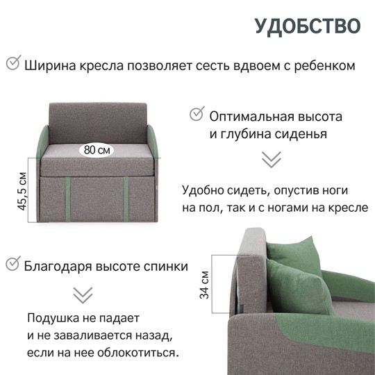 Кресло-кровать Polto серо-коричневый/шалфей (рогожка) в Стерлитамаке - изображение 20