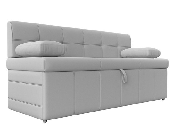 Кухонный прямой диван Лео, Белый (экокожа) в Стерлитамаке - изображение
