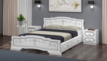 Кровать с выкатными ящиками Карина-6 (Белый Жемчуг) 140х200 в Салавате