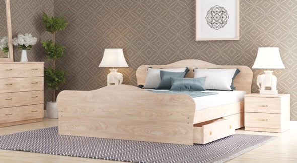 Кровать Каролина, 160х200 с основанием, дуб млечный в Стерлитамаке - изображение