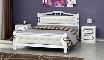 Кровать полутороспальная Карина-11 (Белый Жемчуг, светлая обивка) 140х200 в Стерлитамаке