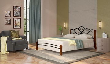 Двуспальная кровать Венера 4 Лайт, 1600, черный/махагон в Стерлитамаке