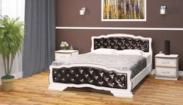 Кровать двуспальная Карина-10 (Дуб Молочный, темная обивка) 160х200 в Стерлитамаке