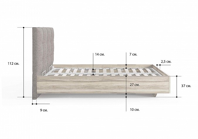 Кровать с механизмом полуторная Victoria (ясень ориноко) 140х200 в Стерлитамаке - изображение 3