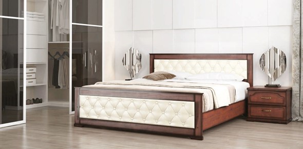 Кровать спальная Стиль 2, 160х200, кожзам, с основанием в Стерлитамаке - изображение