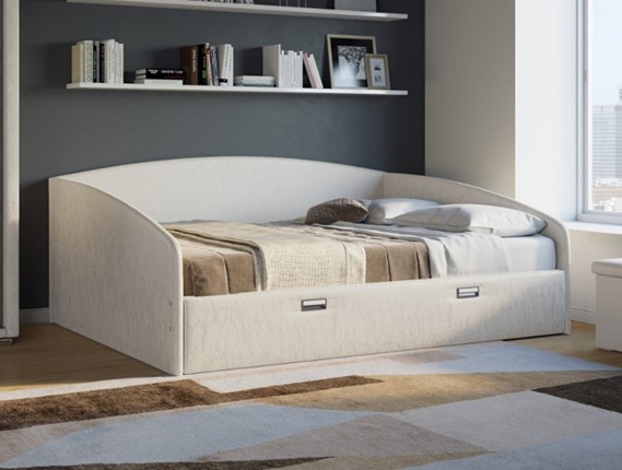 Кровать двуспальная Bono 160х200, Экокожа (Жемчуг) в Стерлитамаке - изображение