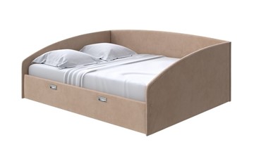 Двуспальная кровать Bono 160х200, Микрофибра (Diva Миндаль) в Стерлитамаке