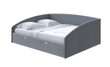 Двуспальная кровать Bono 160х200, Велюр (Forest 17 Серый) в Стерлитамаке