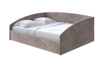 Двуспальная кровать Bono 160х200, Велюр (Лофти Кофейный) в Стерлитамаке