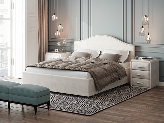 Кровать Classic 160х200, Велюр (Лофти Лён) в Стерлитамаке - изображение