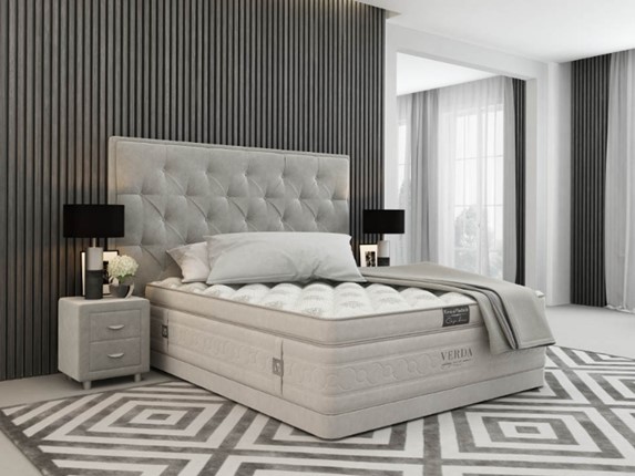 Двуспальная кровать Classic Compact/Basement 180х200, Флок (Велсофт Серый) в Стерлитамаке - изображение