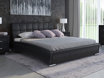 Спальная кровать Corso-1L 140x200, Экокожа (Кайман черный) в Уфе