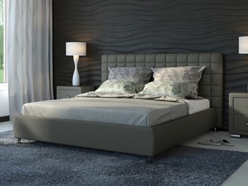 Кровать в спальню Corso-3 140x200, Экокожа (Темно-серый) в Уфе