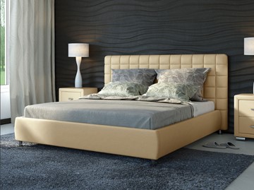 Спальная кровать Corso-3 160х200, Экокожа (Бежевый) в Стерлитамаке