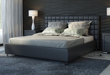 Кровать спальная Corso-3 200x200, Экокожа (Черный) в Стерлитамаке
