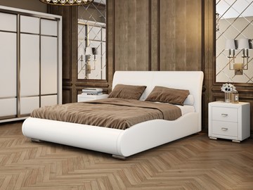 Кровать 2-спальная Corso-8 Lite 160х200, Экокожа (Белый) в Стерлитамаке
