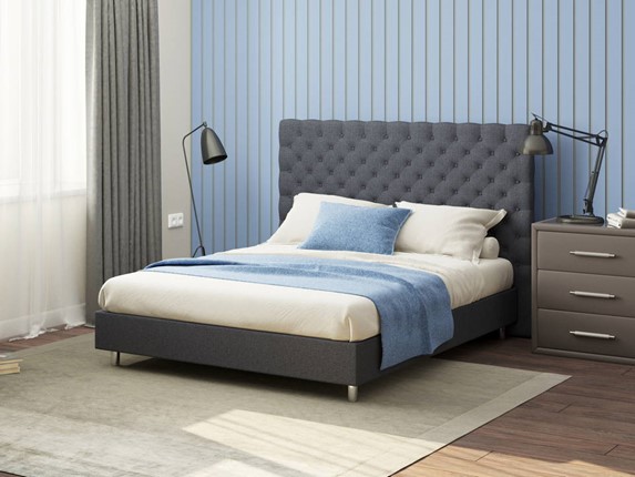 Кровать 2-спальная Paris Boxspring Standart 200х200, Рогожка (Savana Grey (серый)) в Стерлитамаке - изображение