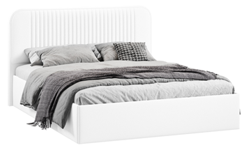 Кровать в спальню с подъемным механизмом с заглушиной Тиффани тип 1 (Экокожа белая Polo) в Салавате