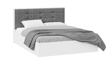 Кровать двуспальная с подъемным механизмом Тесса (Белый Жемчуг/Рогожка серая) в Уфе