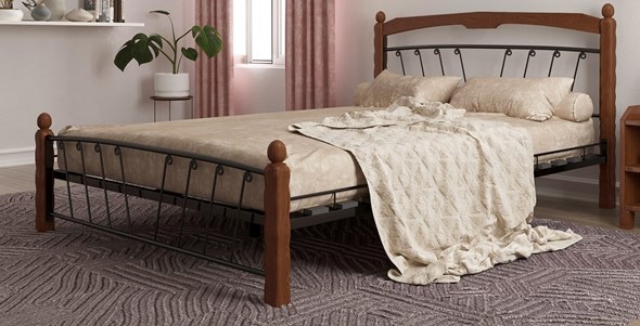 Кровать 2-спальная Муза 1, 1600, черный/махагон в Стерлитамаке - изображение
