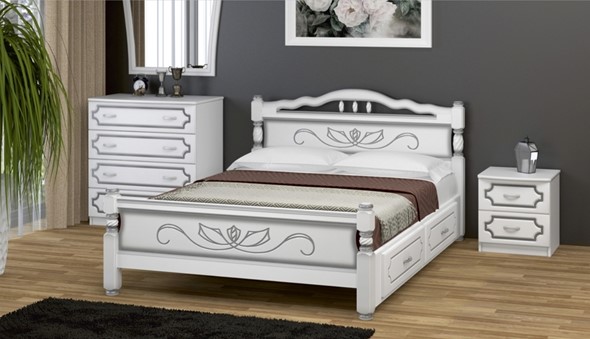 Кровать с выкатными ящиками Карина-5 (Белый Жемчуг) 120х200 в Салавате - изображение