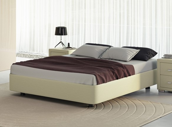 Спальная кровать Rocky Base 160x200, Экокожа (Кремовый) в Стерлитамаке - изображение