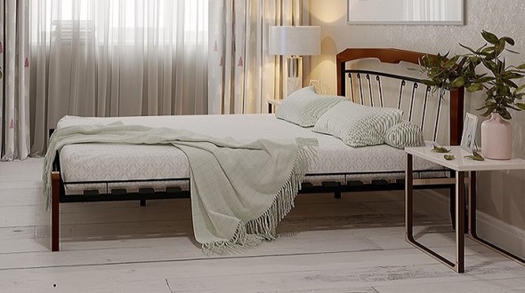 Кровать 1.5-спальная Муза 4 Лайт, 1400, черный/махагон в Уфе - изображение