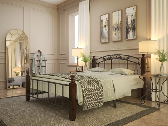 Кровать 1,5-спальная Гарда 5, 140х200, черная в Стерлитамаке - изображение