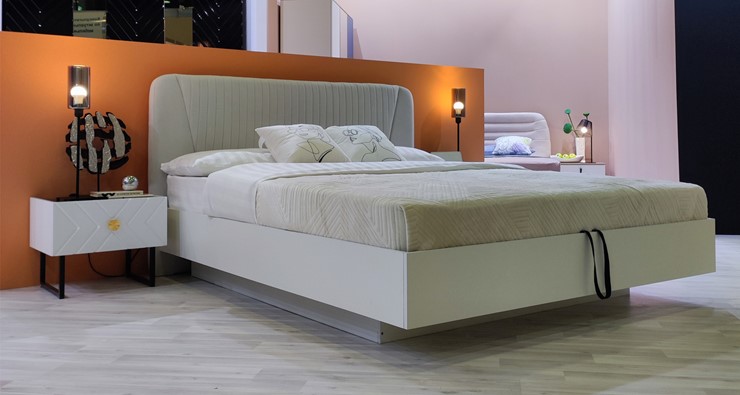Кровать с механизмом двуспальная Марсель-11 (Белый, ткань Catania white) 1600 в Стерлитамаке - изображение 4