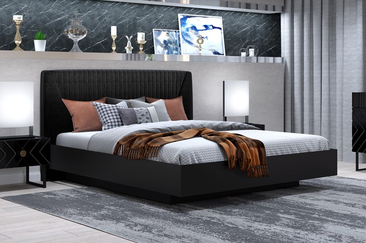 Кровать с механизмом двуспальная Марсель-11 (Черный, ткань Fenix black) 1600 в Стерлитамаке - изображение 2