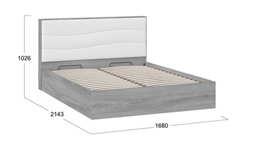 Кровать с подъемным механизмом Миранда тип 1 (Дуб Гамильтон/Белый глянец) в Салавате - предосмотр 1