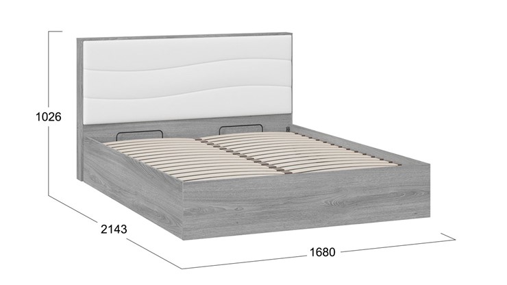 Кровать с подъемным механизмом Миранда тип 1 (Дуб Гамильтон/Белый глянец) в Уфе - изображение 1