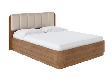 Кровать с механизмом 2-спальная Wood Home 2 160х200, Экокожа (Антик (сосна) с брашированием/Бежевый перламутр) в Стерлитамаке
