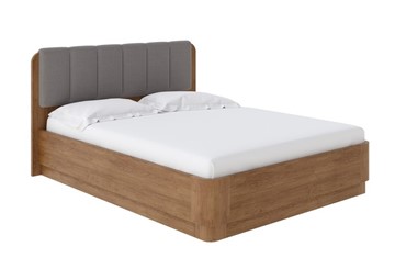 Кровать с механизмом 2-спальная Wood Home 2 160х200, Велюр (Антик (сосна) с брашированием/Лама Светло-серый) в Стерлитамаке
