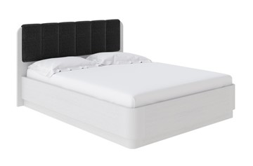 Кровать с механизмом двуспальная Wood Home 2 160х200, Велюр (Белая эмаль (сосна) с брашированием/Лама Темно-серый) в Стерлитамаке